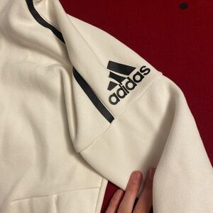 Adidas white athletic zip-up hoodie